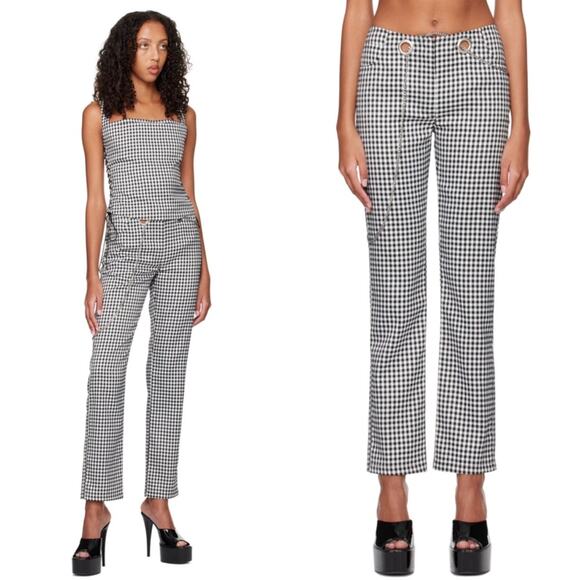 Miaou Tommy Houndstooth Black and White Chain Pants Size XS - Picture 1 of 9